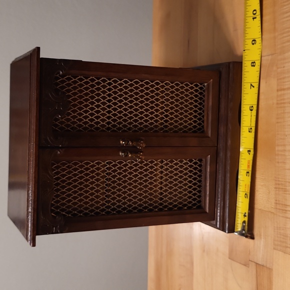 Japanese Wooden Vintage Jewelry Box 3 Corduroy Drawer & Music Box - Picture 10 of 13